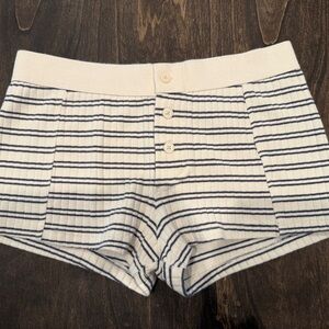Brandy Melville White and Blue Striped Shorts